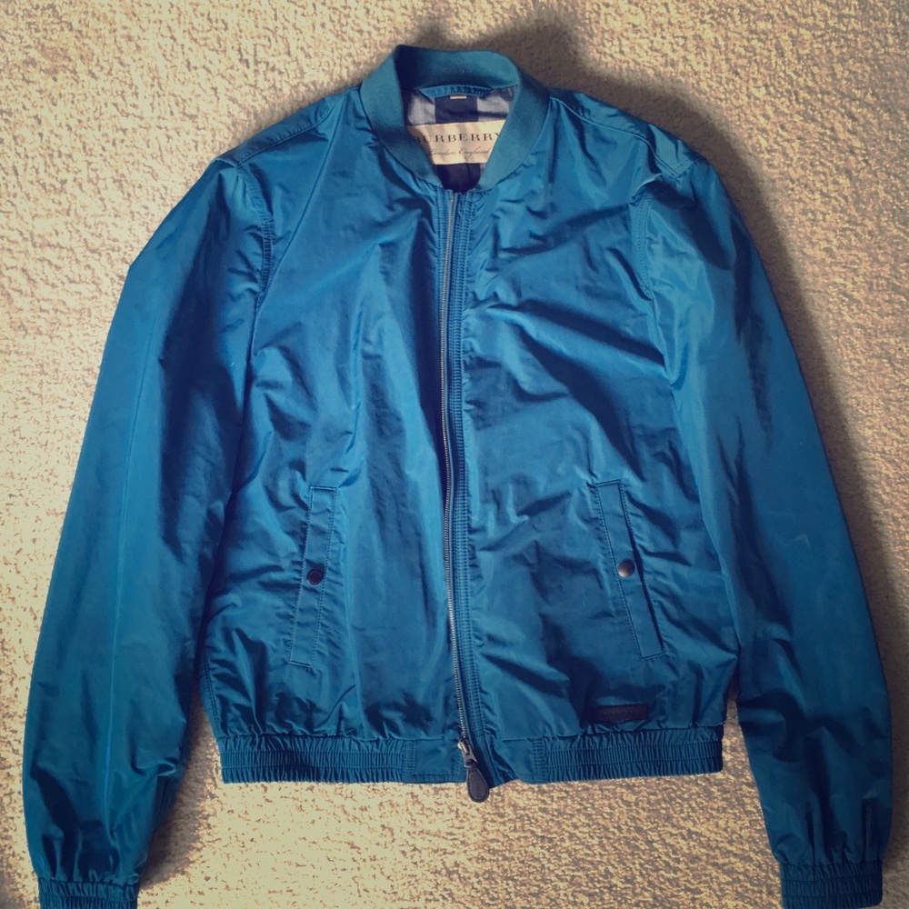 Aqua blue ( RARE ) Burberry Bomber style jacket
